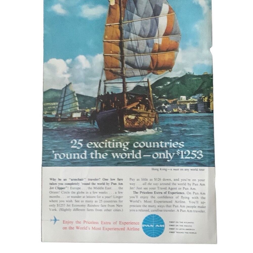 Vintage 1962 Pan Am 25 Exciting Countries Ad Advertisement